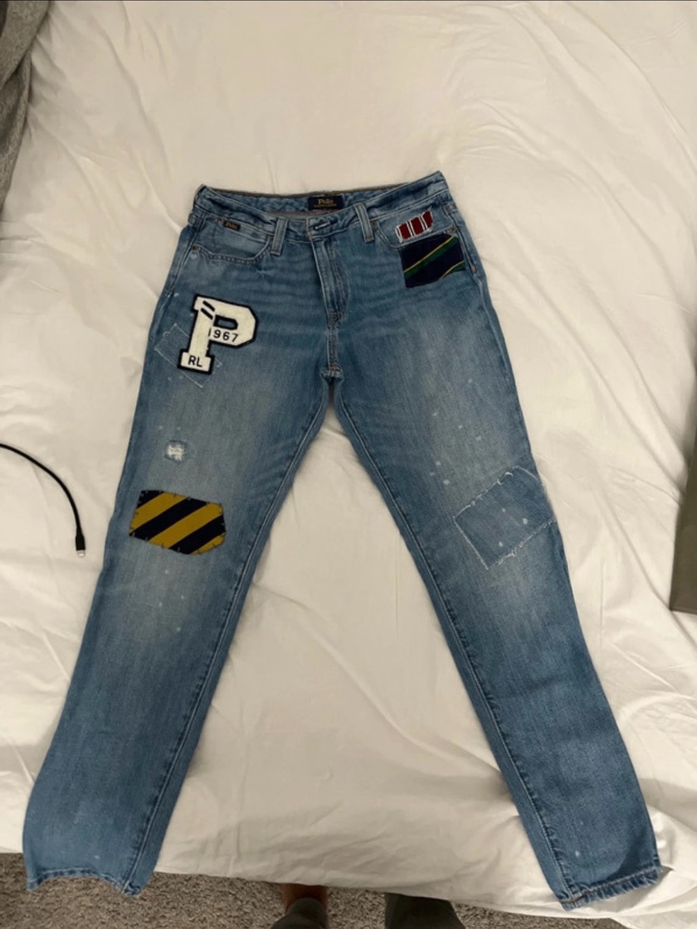 Ralph Lauren Light Blue Jeans with Patchwork Patches